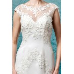 Sheath Jewel Neckline Cape Sleeve Wedding Dress - LV-3234OM