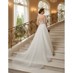 A-Line Chic Glitter Tulle  V-Neck Spaghetti Straps Wedding Dress - LV-A2003