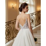 A-Line Chic Glitter Tulle  V-Neck Spaghetti Straps Wedding Dress - LV-A2003