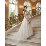 A-Line Chic Glitter Tulle  V-Neck Spaghetti Straps Wedding Dress - LV-A2003