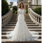 Wedding Dress -Luxury Embroidery Beaded 3-D Floral Laces A-Line- LV-A2007OS