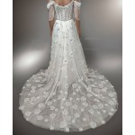 Wedding Dress -Luxury Embroidery Beaded 3-D Floral Laces A-Line- LV-A2007OS