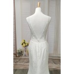 Fitted and Flare Glitter Embroidery Tulle with Overskirt Wedding Dress - LV-F5001OS