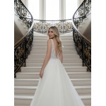 Fitted and Flare Glitter Embroidery Tulle with Overskirt Wedding Dress - LV-F5001OS