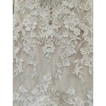Mermaid Plunge V-Neck Sequined Floral Lace Appliqued Tulle Wedding Dress - LV-M2001