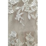 Mermaid Plunge V-Neck Sequined Floral Lace Appliqued Tulle Wedding Dress - LV-M2001