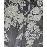 Luxury Beaded Floral Lace Mermaid Gown with Spaghetti Straps, Plunging V-Neck, and Dramatic Low Back - LV-M2004