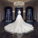 Mermaid - Heavy Beaded and Sequined Wedding Dress with Detachable Tulle Overskirt - LV-M3002OS