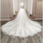 Mermaid - Heavy Beaded and Sequined Wedding Dress with Detachable Tulle Overskirt - LV-M3002OS