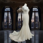 Mermaid - Heavy Beaded and Sequined Wedding Dress with Detachable Tulle Overskirt - LV-M3002OS