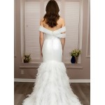 Wedding Dress - Beaded and Sequined Tulle Mermaid with Feather Skirt-  LV-M5002F