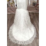 Wedding Dress - Beaded and Sequined Tulle Mermaid with Feather Skirt-  LV-M5002F