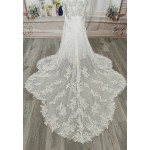 Mermaid - Lace Appliqued Tulle with Leg-of-Mutton Sleeves Wedding Dress - LV-M6002