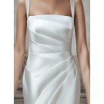 Wedding Dress - Satin Pleated Mini Skirt with Detachable Train - LV-R1001