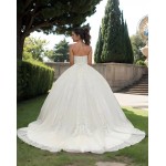 Ball Gown -Heavy Beaded and Sequined Floral Lace Appliqued Tulle Wedding Dress - MO-B1001