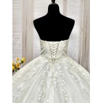 Ball Gown -Heavy Beaded and Sequined Floral Lace Appliqued Tulle Wedding Dress - MO-B1001