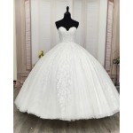 Ball Gown -Heavy Beaded and Sequined Floral Lace Appliqued Tulle Wedding Dress - MO-B1001