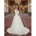 Ball Gown -Heavy Beaded and Sequined Floral Lace Appliqued Tulle Wedding Dress - MO-B1001