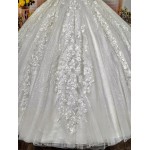 Ball Gown -Heavy Beaded and Sequined Floral Lace Appliqued Tulle Wedding Dress - MO-B1001