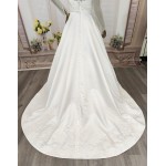 Ball Gown Beaded Linear and Floral Lace Appliqued Tulle and Satin Wedding Dress - MO-B6002