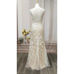 Fitted and Flare - Floral Lace Appliqued Tulle Wedding Dress with Overskirt - MO-F2006