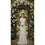 Fitted and Flare - Floral Lace Appliqued Tulle Wedding Dress with Overskirt - MO-F2006