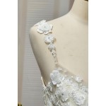 Fitted and Flare - Floral Lace Appliqued Tulle Wedding Dress with Overskirt - MO-F2006