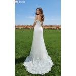 Fitted and Flare - Off the Shoulder Sequined Floral Lace Wedding Dress - MO-F5003