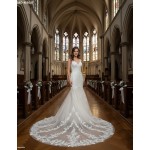Mermaid Beaded Floral Lace Appliqued Tulle  Wedding Dress - MO-M3001