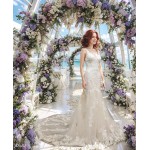 Mermaid Beaded Floral Lace Appliqued Tulle  Wedding Dress - MO-M3001