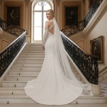 Mermaid Beaded Lace Appliqued Halter Off-Shoulder Sheer Lacy Long Sleeves  Wedding Dress - MO-M6003