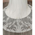 Mermaid Beaded Halter Neckline Off-Shoulder Sheer Long Sleeves  with Over Skirt Wedding Dress - MO-M6003OS