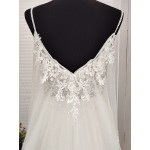 Sheath Crepe Beaded and Sequined Floral Lace Pleated Slit Skirt with Detachable Lacy Cape Wedding Dress - MO-S2001CP