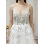 A-Line Beaded and Sequined Lace Tulle Wedding Dress - OU-A2005