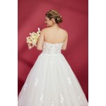 Fitted and Flare Sweet-Heart Beaded Lace Tulle with Heavy Lace Placement Over-Skirt Wedding Dress - OU-F1003OS