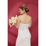 Fitted and Flare Sweet-Heart Beaded Lace Tulle with Heavy Lace Placement Over-Skirt Wedding Dress - OU-F1003OS