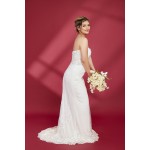 Fitted and Flare Sweet-Heart Beaded Lace Tulle with Heavy Lace Placement Over-Skirt Wedding Dress - OU-F1003OS