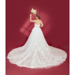 Fitted and Flare Sweet-Heart Beaded Lace Tulle with Heavy Lace Placement Over-Skirt Wedding Dress - OU-F1003OS