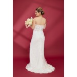 Fitted and Flare Sweet-Heart Beaded Lace Tulle with Heavy Lace Placement Over-Skirt Wedding Dress - OU-F1003OS