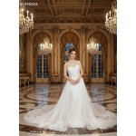 Fitted and Flare Sweet-Heart Beaded Lace Tulle with Heavy Lace Placement Over-Skirt Wedding Dress - OU-F1003OS