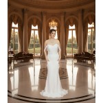 Fitted and Flare Sweet-Heart Beaded Lace Tulle with Heavy Lace Placement Over-Skirt Wedding Dress - OU-F1003OS