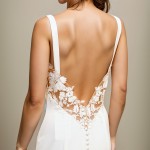 Wedding Dress - Crepe  Fitted and Flare Cowl Neckline with Rosy Cut-Out Train - OU-F2011