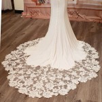 Wedding Dress - Crepe  Fitted and Flare Cowl Neckline with Rosy Cut-Out Train - OU-F2011