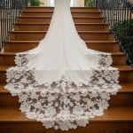 Wedding Dress - Crepe  Fitted and Flare Cowl Neckline with Rosy Cut-Out Train - OU-F2011